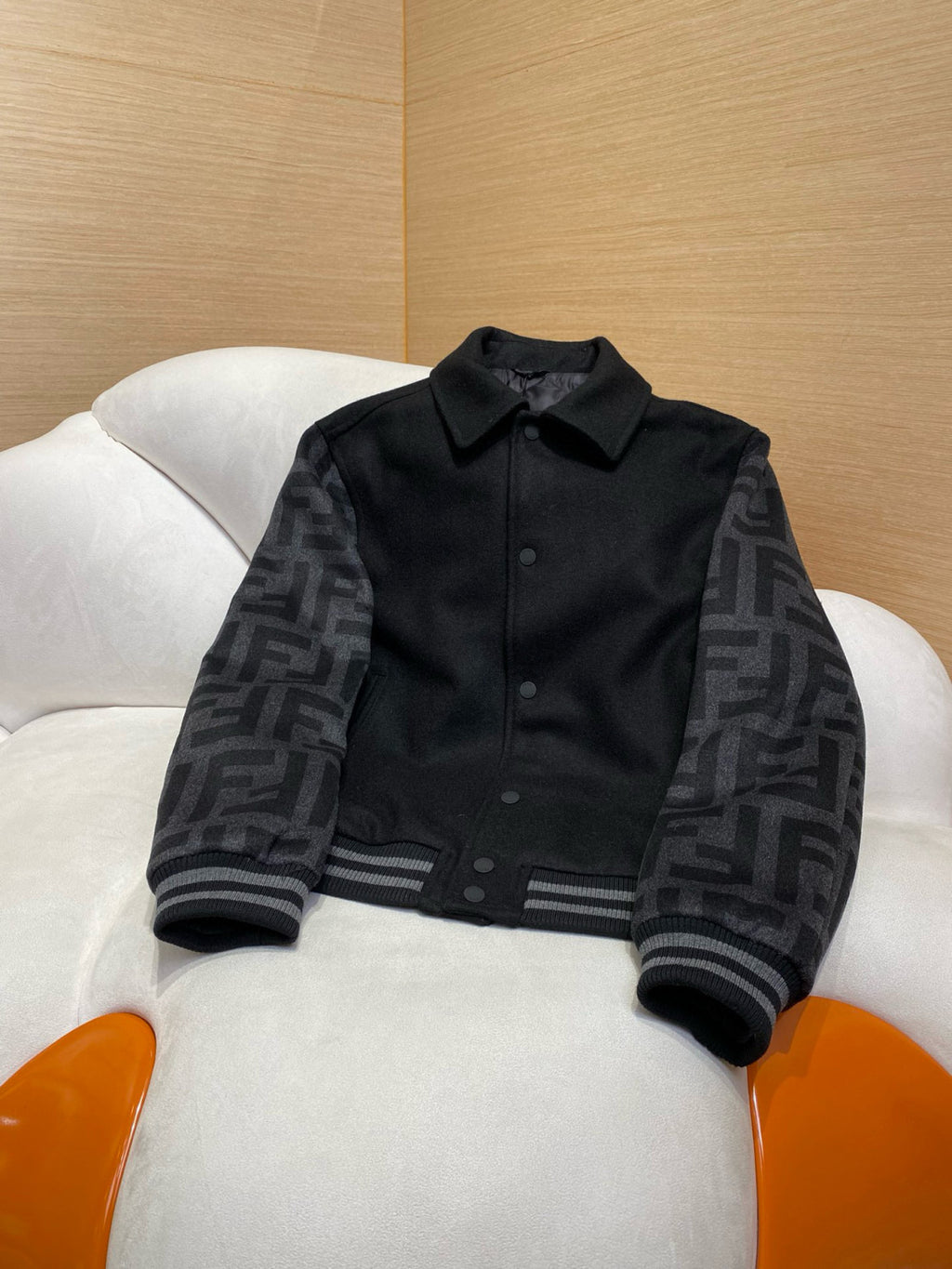 Fendi Men's Autumn and Winter Letter Printed Single Breasted Long Sleeve Baseball Jacket #75447