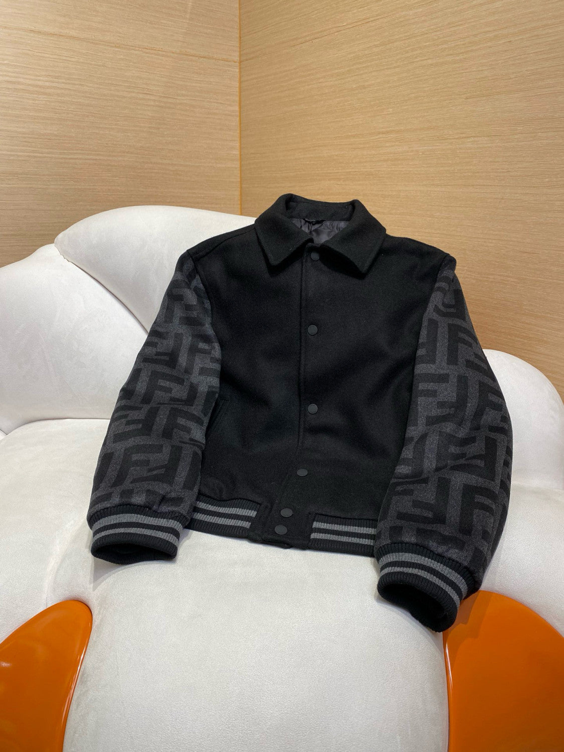 Fendi Men's Autumn and Winter Letter Printed Single Breasted Long Sleeve Baseball Jacket #75447