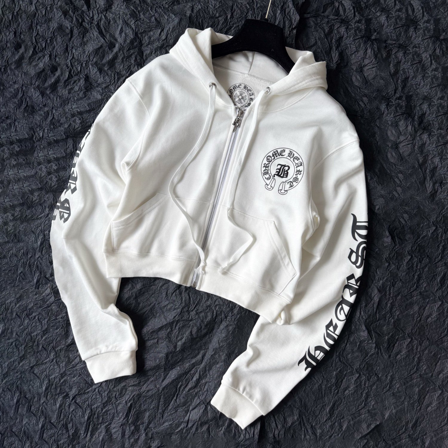 Chrome Hearts Women's And Men's Fashion Casual Solid Color Hooded Zipper Pullover with Letter Print Pattern Loose Fit Jacket #78493