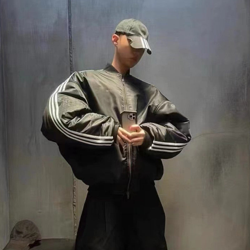 Balenciaga X Adidas Men's Striped Zip Long Sleeve Autumn and Winter Normal Fit Jacket #96849