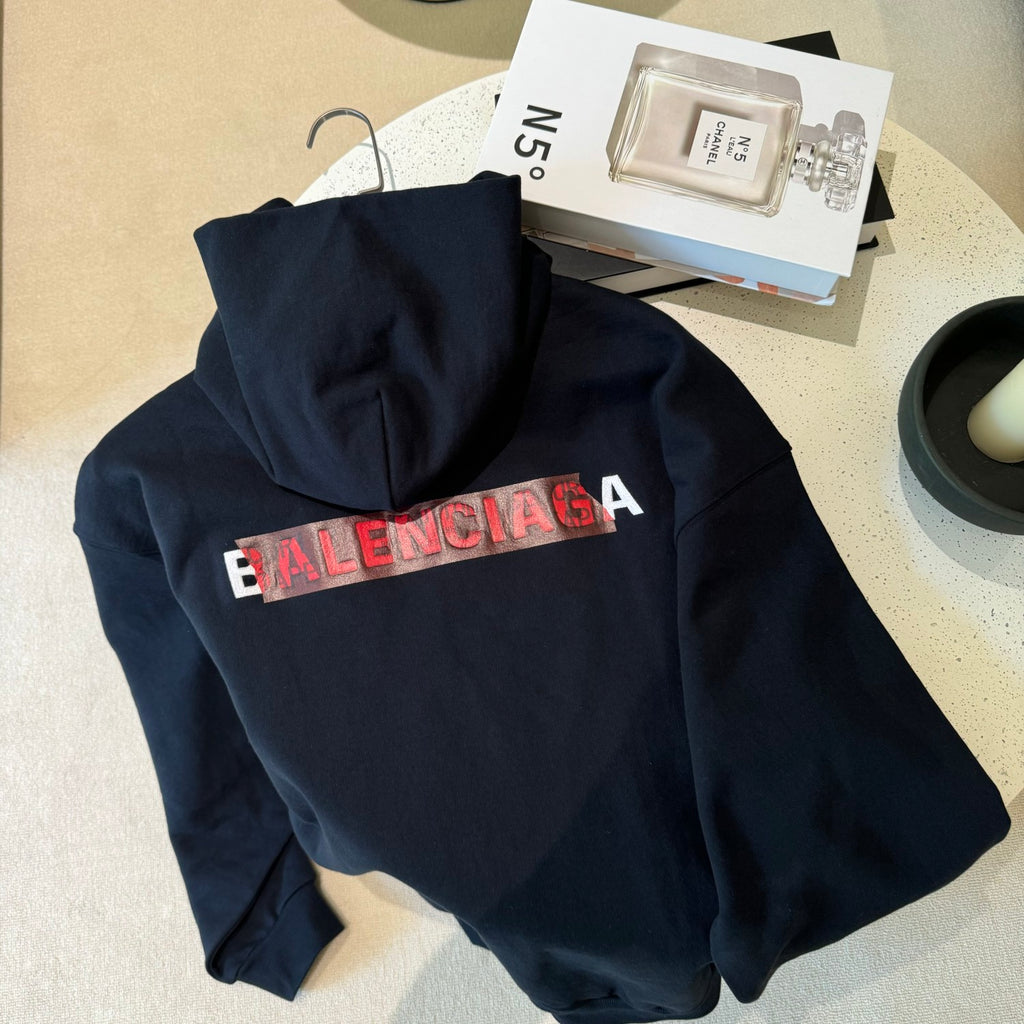 Balenciaga ﻿TAPED BALENCIAGA BACK HOODIE Men's And Women's Spring/Fall Fashion Casual Letter Embroidered Tape Hoodie Long Sleeve Sweatshirt #78578