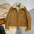 Tom Ford Men's and Women's  Winter Fashion Casual Lapel Zipper Classic Four-Pocket Leather and Fleece Hybrid Jacket #78814