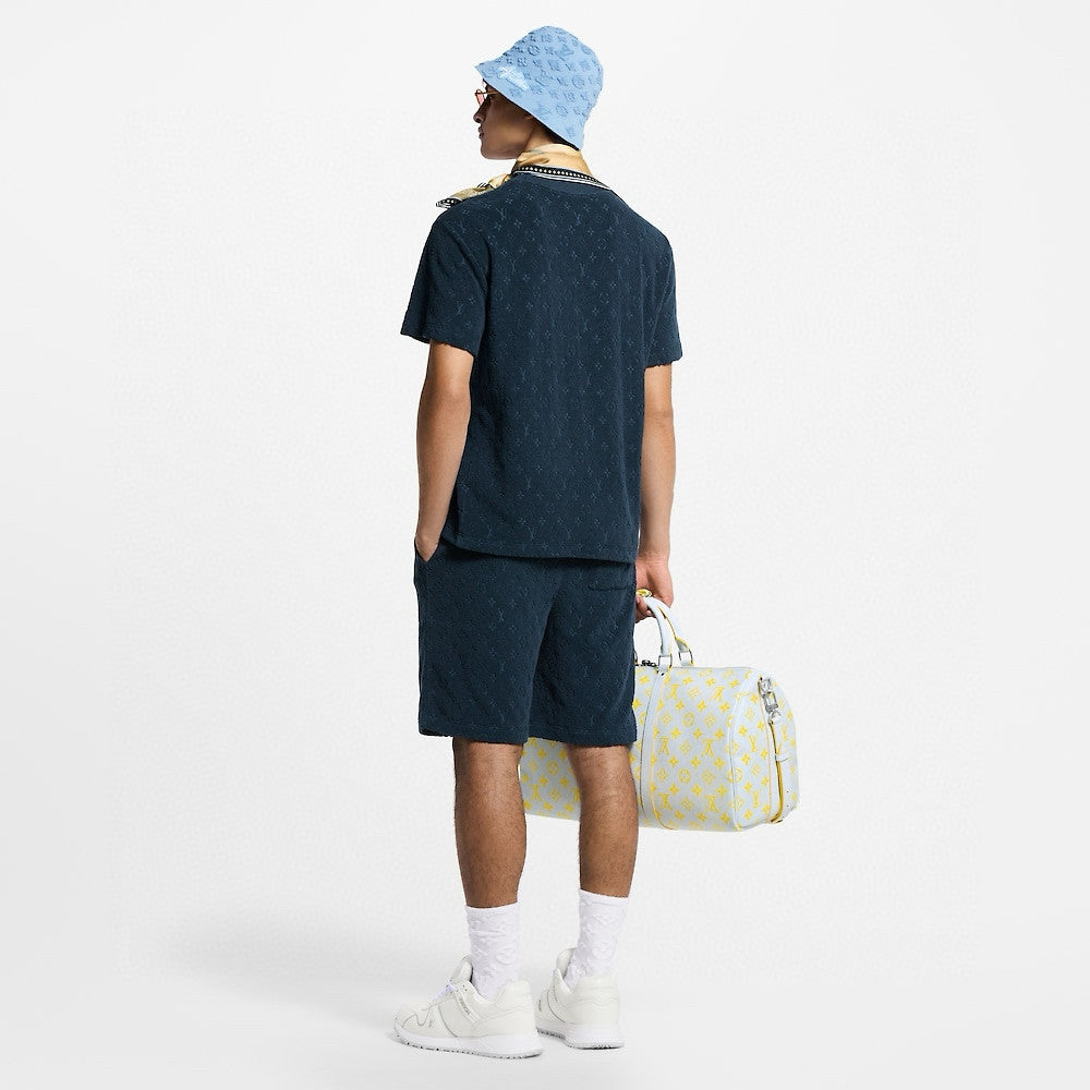 Louis Vuitton Men's Summer Solid Color Letter Print Cotton Terry Cloth Drawstring Shorts #77875