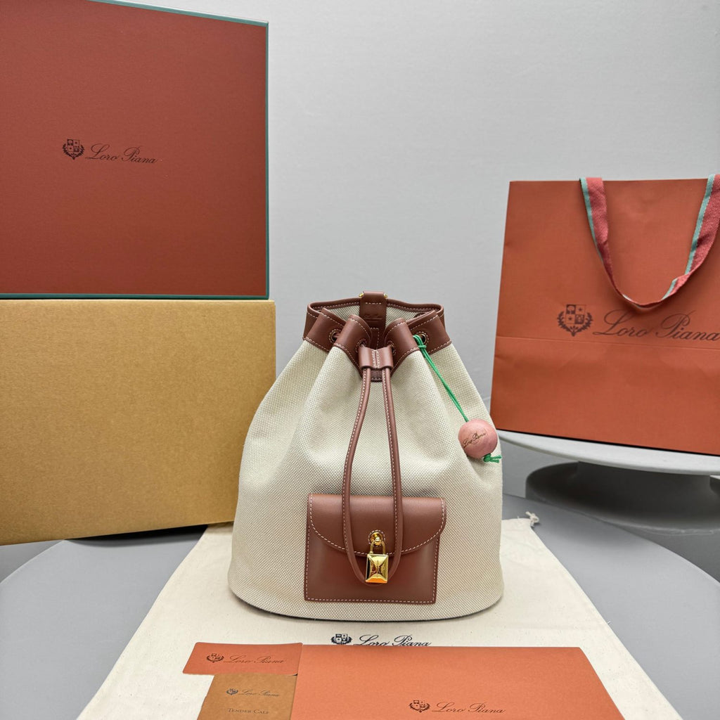 Loro Piana Women's Solid Color Adjustable Shoulder Strap Extra Drawstring Shoulder Bag Bags #76521