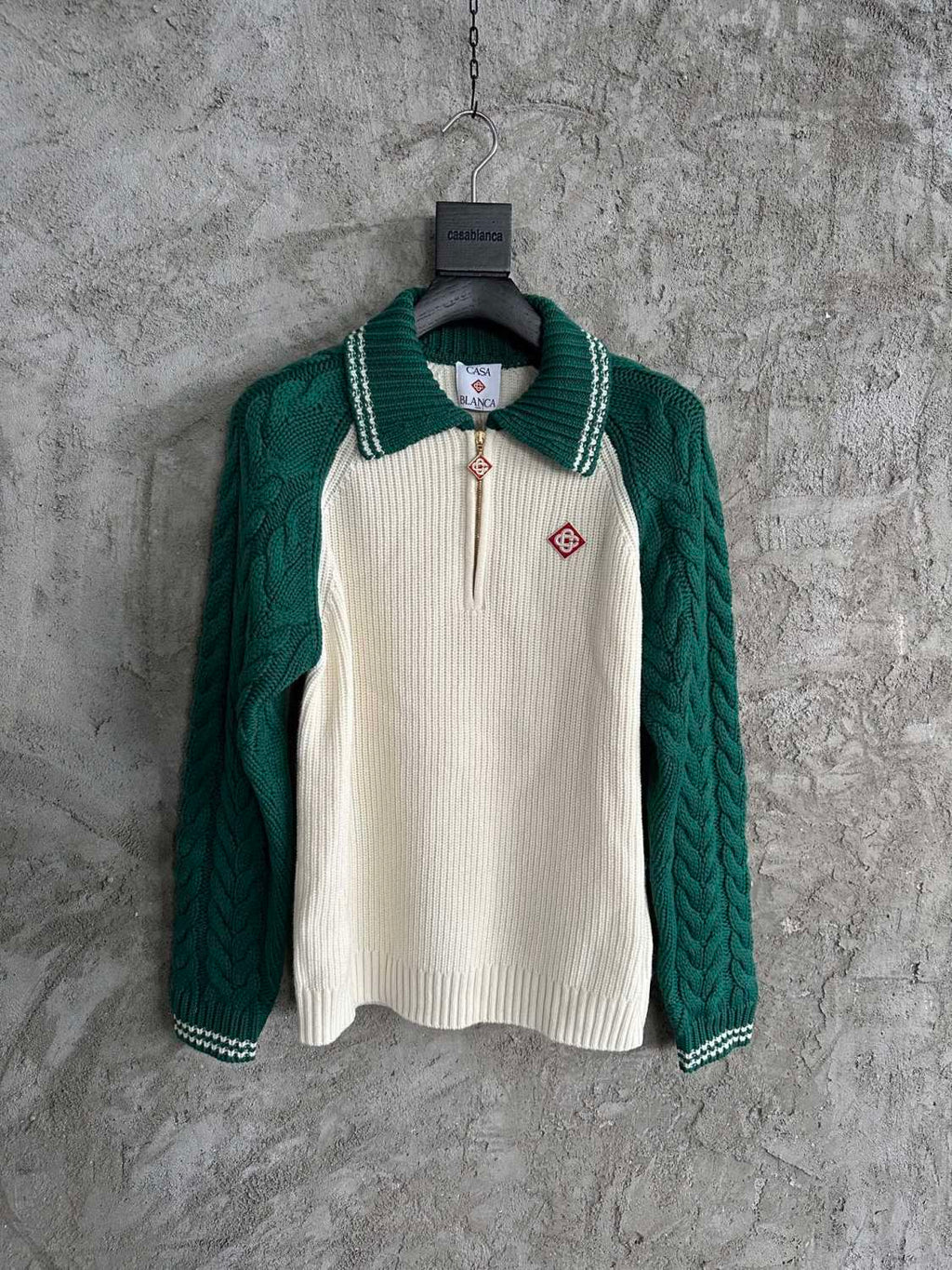 Casablanca Men's And Women's Spring/fall Fashion Casual Collared Half-zip Logo Wool Knit Sweater #78495