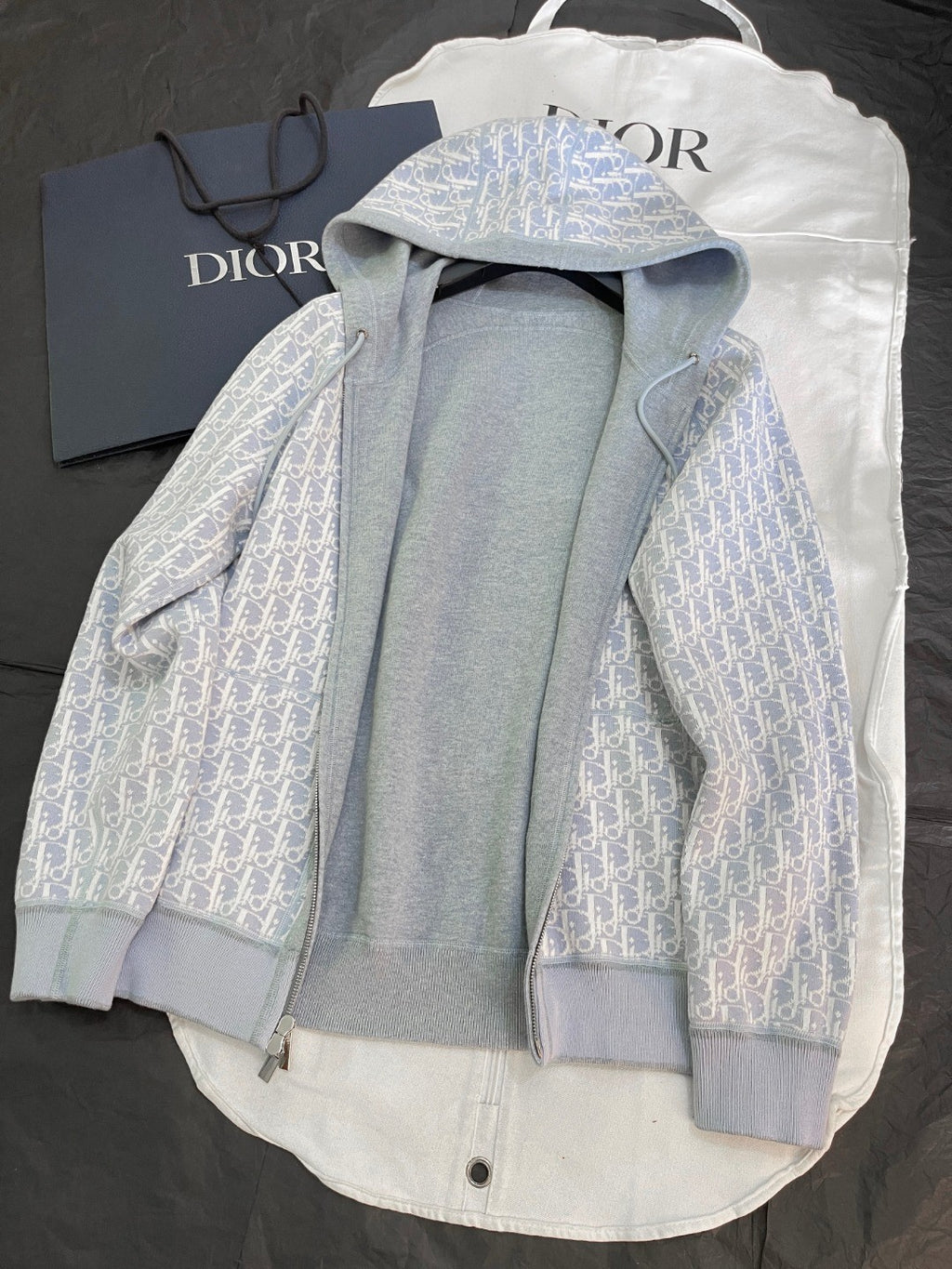 Dior Men's Spring And Autumn Lining Full Print Zipper Cotton Cashmere Solid Color Hooded Track Jacket Casual Elastic Sports Pants #77855