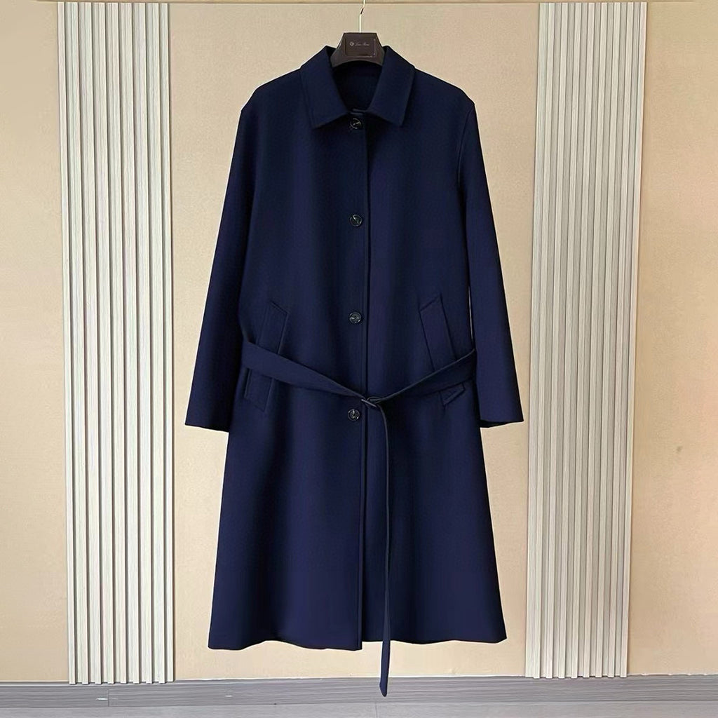 Loro Piana Men's Reversible Double-Faced Coat with Belt. Single-Button Lapel. Long Fit Jacket Ngvp #2336