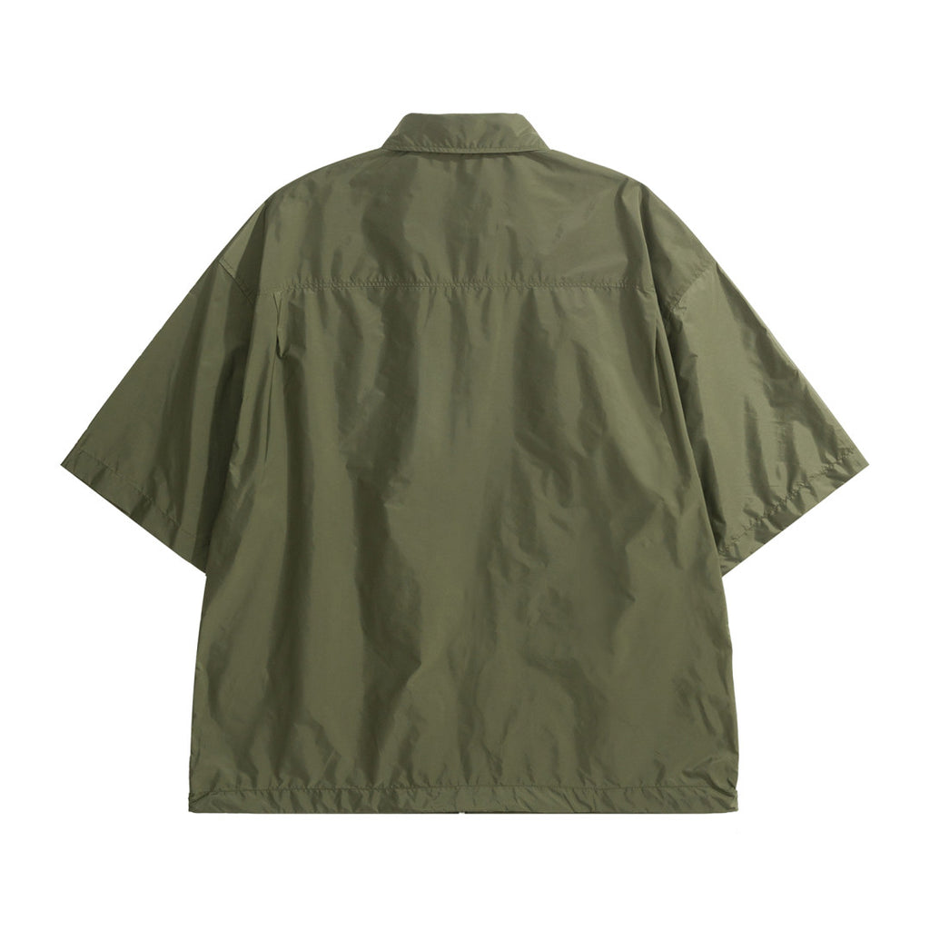 Prada Men's Summer Fashion Casual Solid Color Collared Zipper Enamel Triangle Metal Logo Short Sleeve Lightweight Re-Nylon Shirt #78671