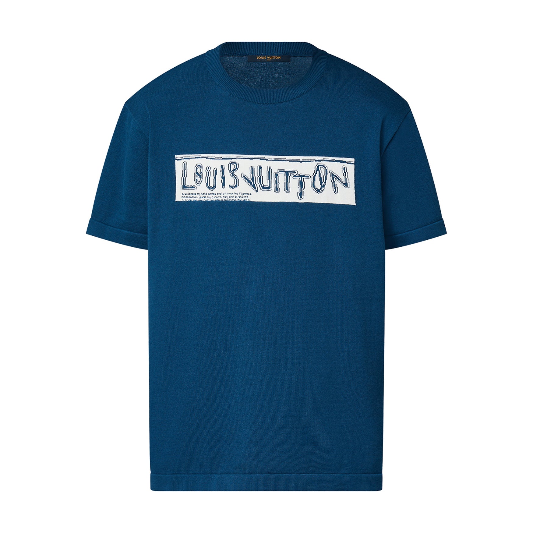 Louis Vuitton Men's Summer Blue Letter Printed Straight Round Neck Cotton Short Sleeve T-Shirt #98444