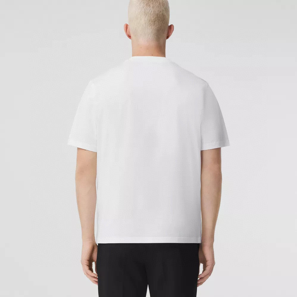 Burberry Men's Spring/Summer Solid Color Logo Cotton Loose Straight Short Sleeve T-Shirt #76327