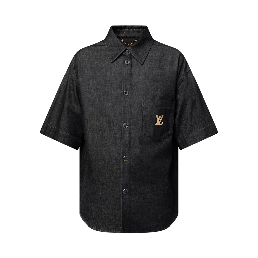 Louis Vuitton Men's Summer Plain Colour Denim Single Breasted Short Sleeved Shirt And Casual Shorts Set Suit #77766