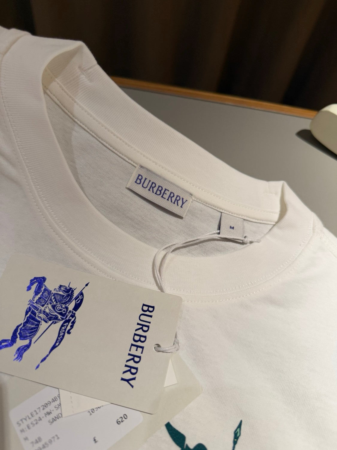 Burberry Men's Summer Knight Print Solid Color Cotton Round Neck Casual T-shirt #75516