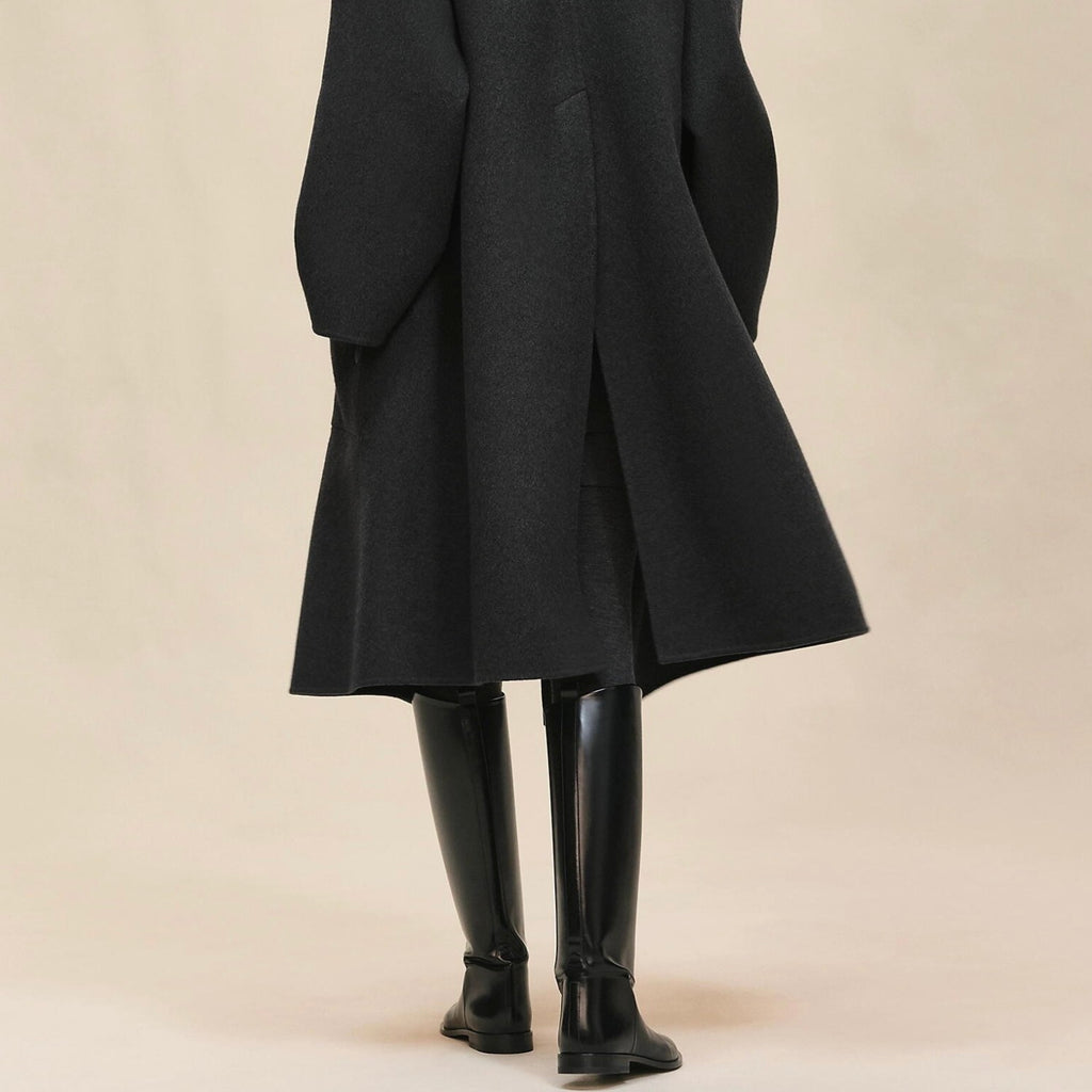 Hermes Men's And Women's Reversible Double-Faced Wool-Cashmere Blend Stand Collar Long Coat Jacket Ngvp #2578