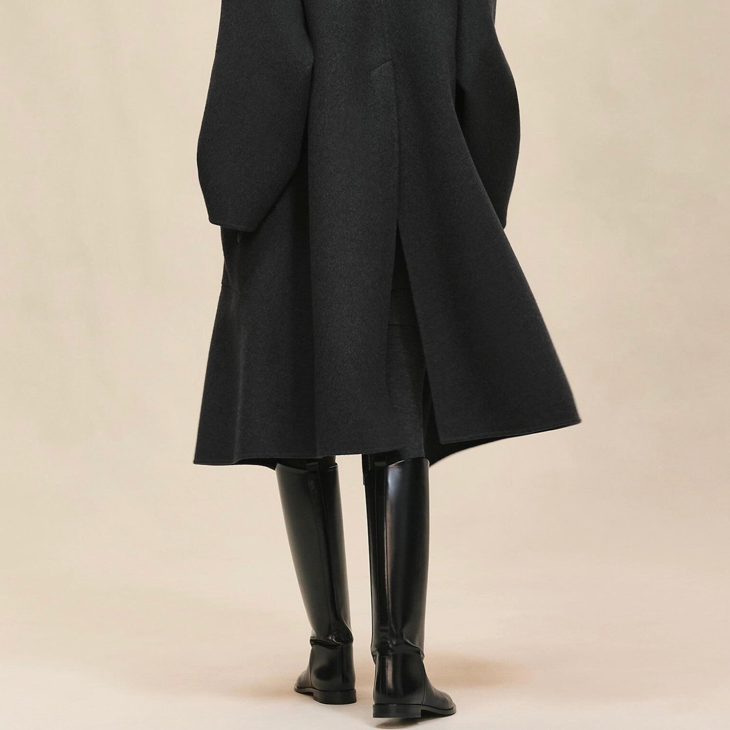 Hermes Men's And Women's Reversible Double-Faced Wool-Cashmere Blend Stand Collar Long Coat Jacket Ngvp #2578