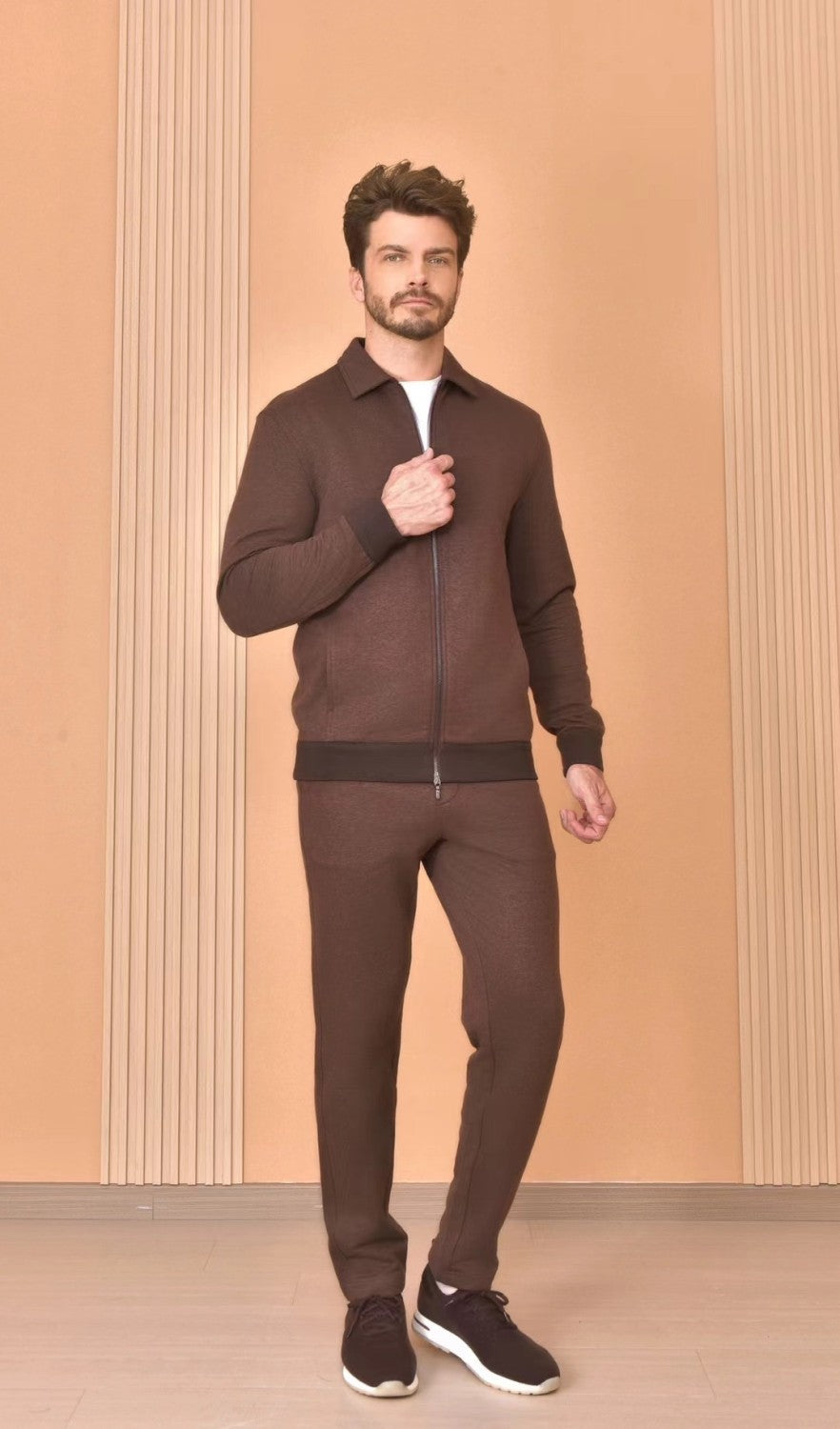 Loro Piana Men's The Gift of Kings® Blackrock Bomber Coat Long Sleeve Zipper Lapel Jacket Casual Solid Pants Set Ngvp #9645
