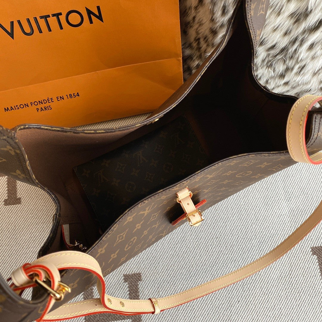Louis Vuitton Women's ATLANTIS Large Handbags Logo Full Printed Canvas Solid Color Shoulder Crossbody Bags M46817 #81168