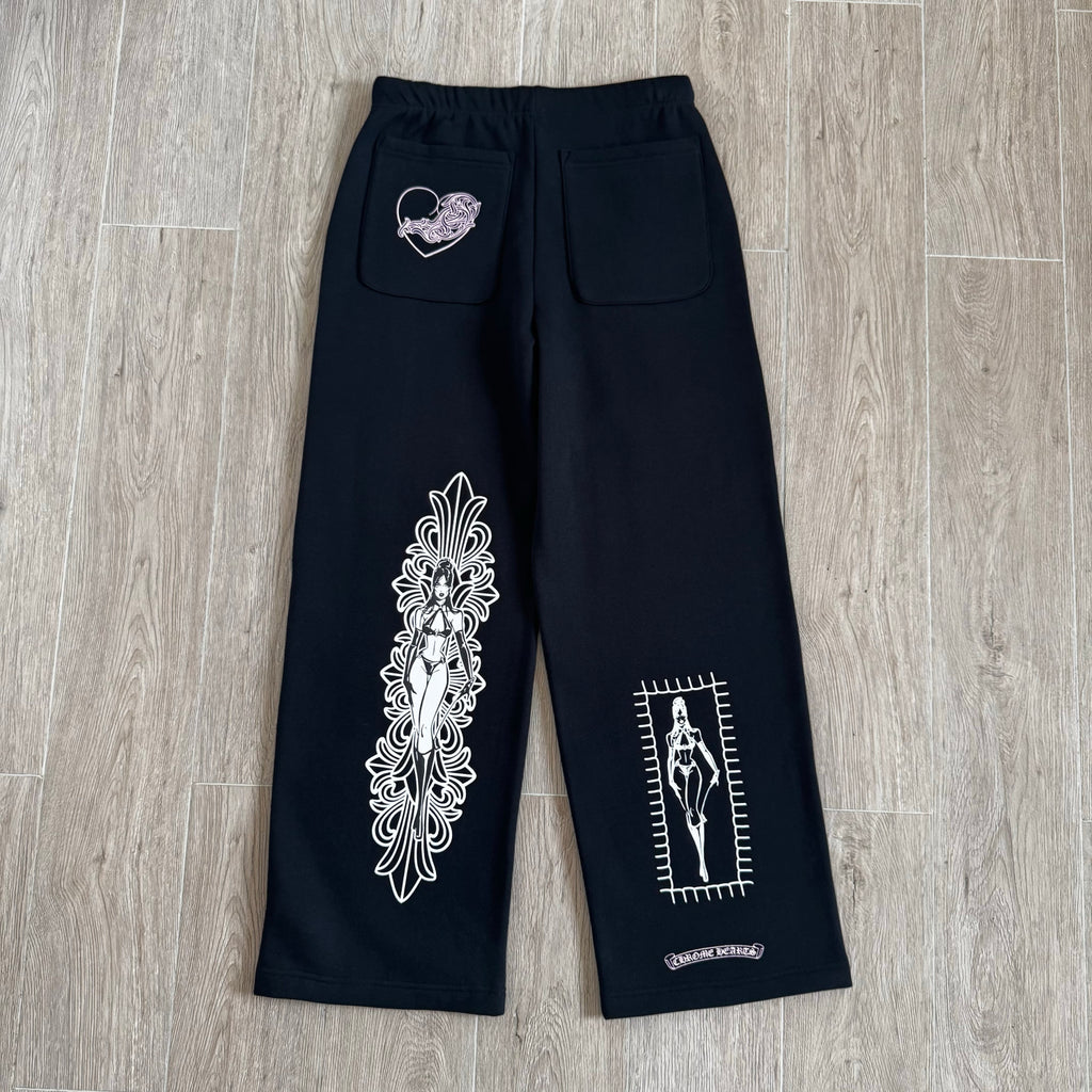 Chrome Hearts X Deadly Doll Cross Beauty Girl Black Sweatshirt Sweatpants #375716