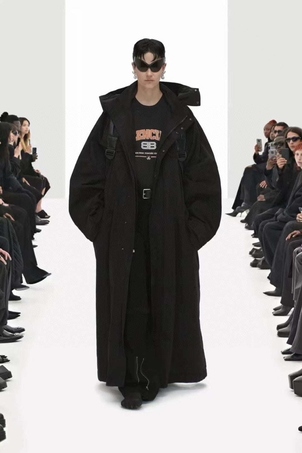 Balenciaga Black Long Loose Hooded Work Coat Ngvp #6658
