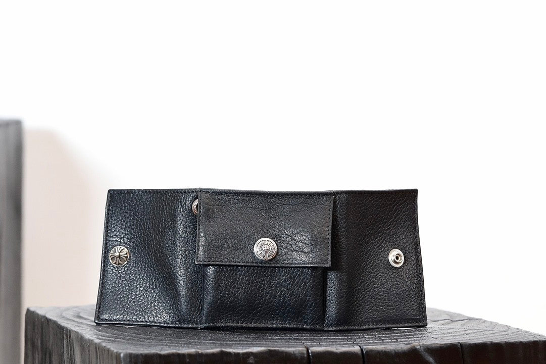 Chrome Hearts Luxury Fashion Trend Italian Cowhide 925 Sterling Silver Accessories Couple Men's And Women's Models Folding Card Case Card Holder Bags Bag #76515