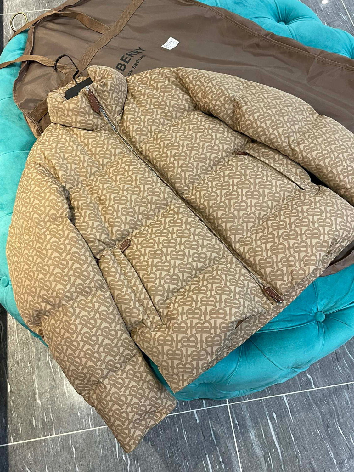 Burberry Full Printed Old Flower Puffer Down Jacket #96543