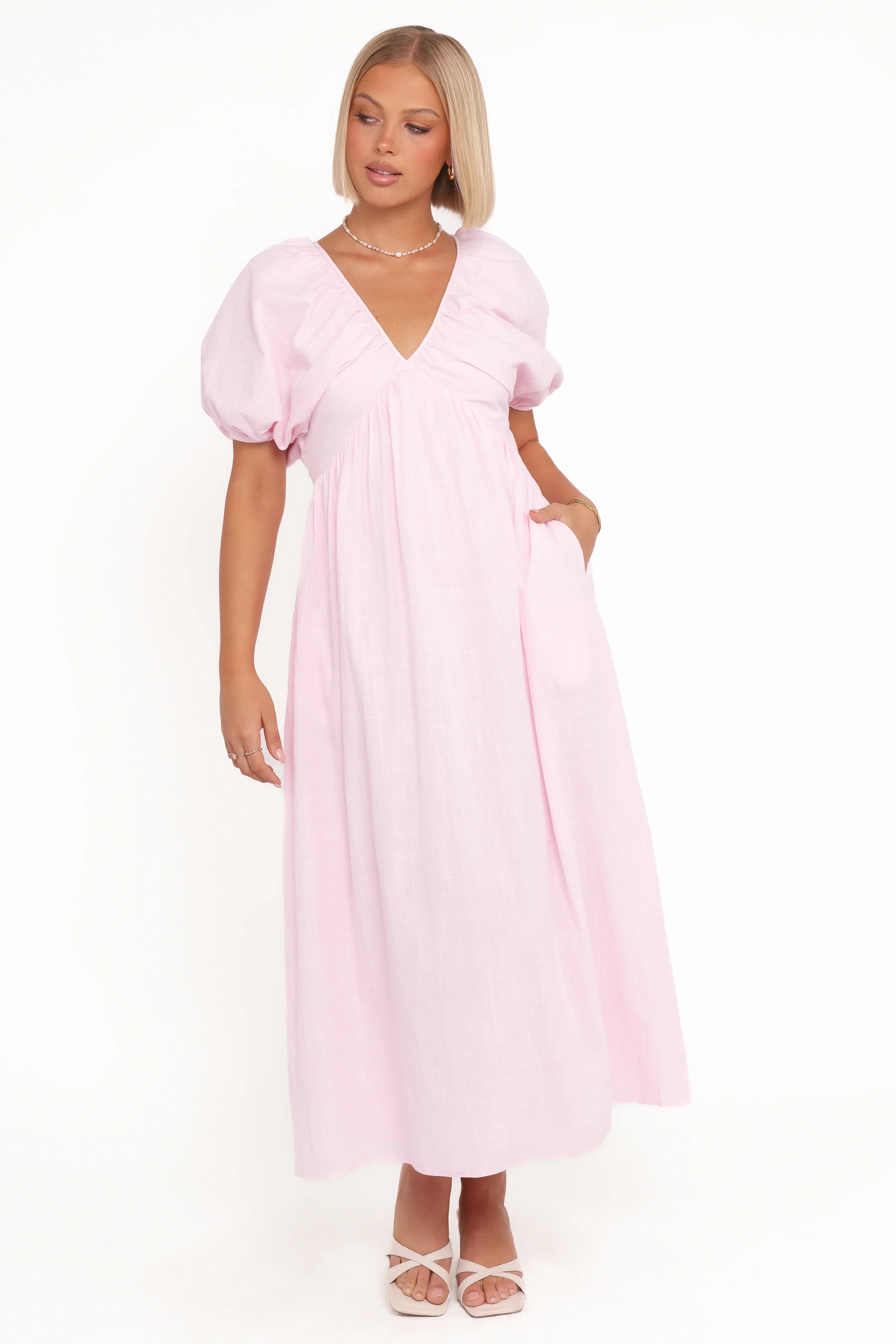 Sullivan Puff Sleeve Maxi Dress - Pink