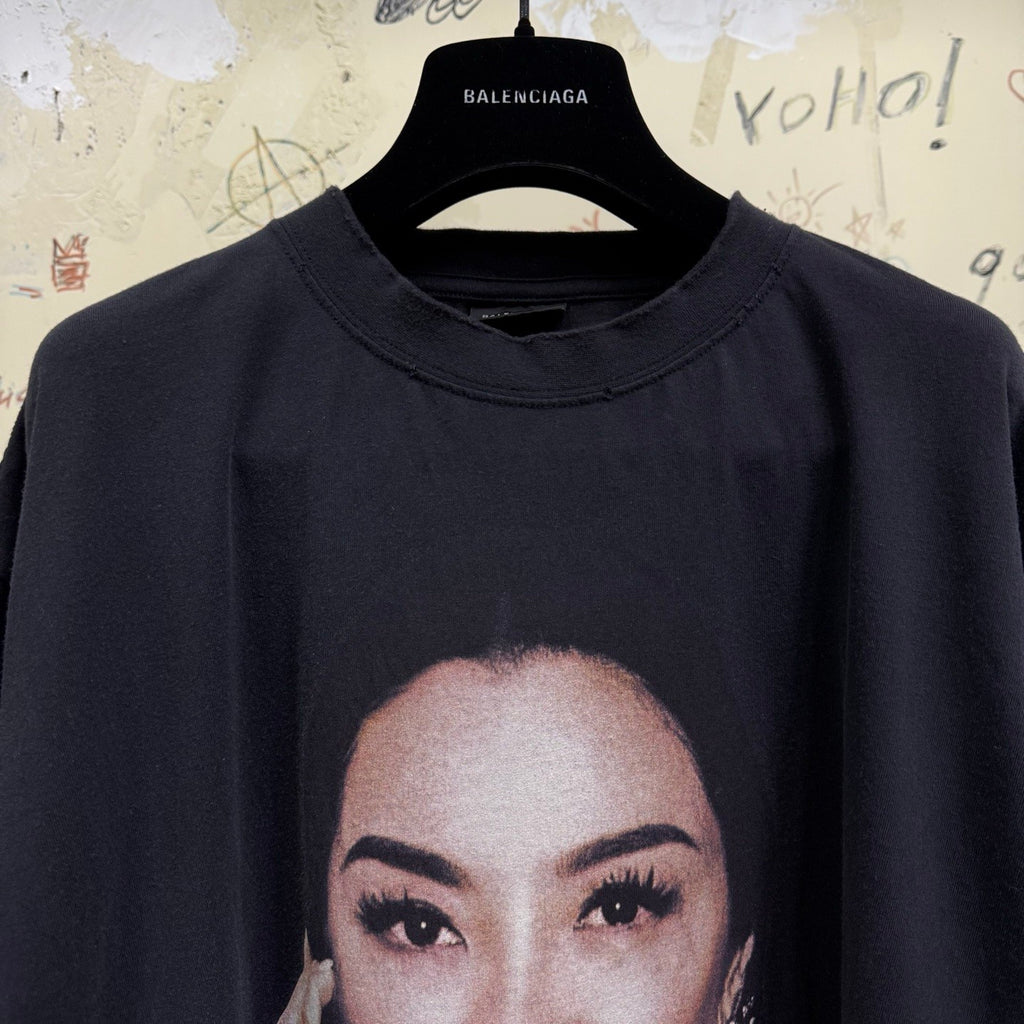 Balenciaga Men's and Women's Summer Portrait Printed Solid Colour Round Neck Cotton Short Sleeve T-Shirt #76597