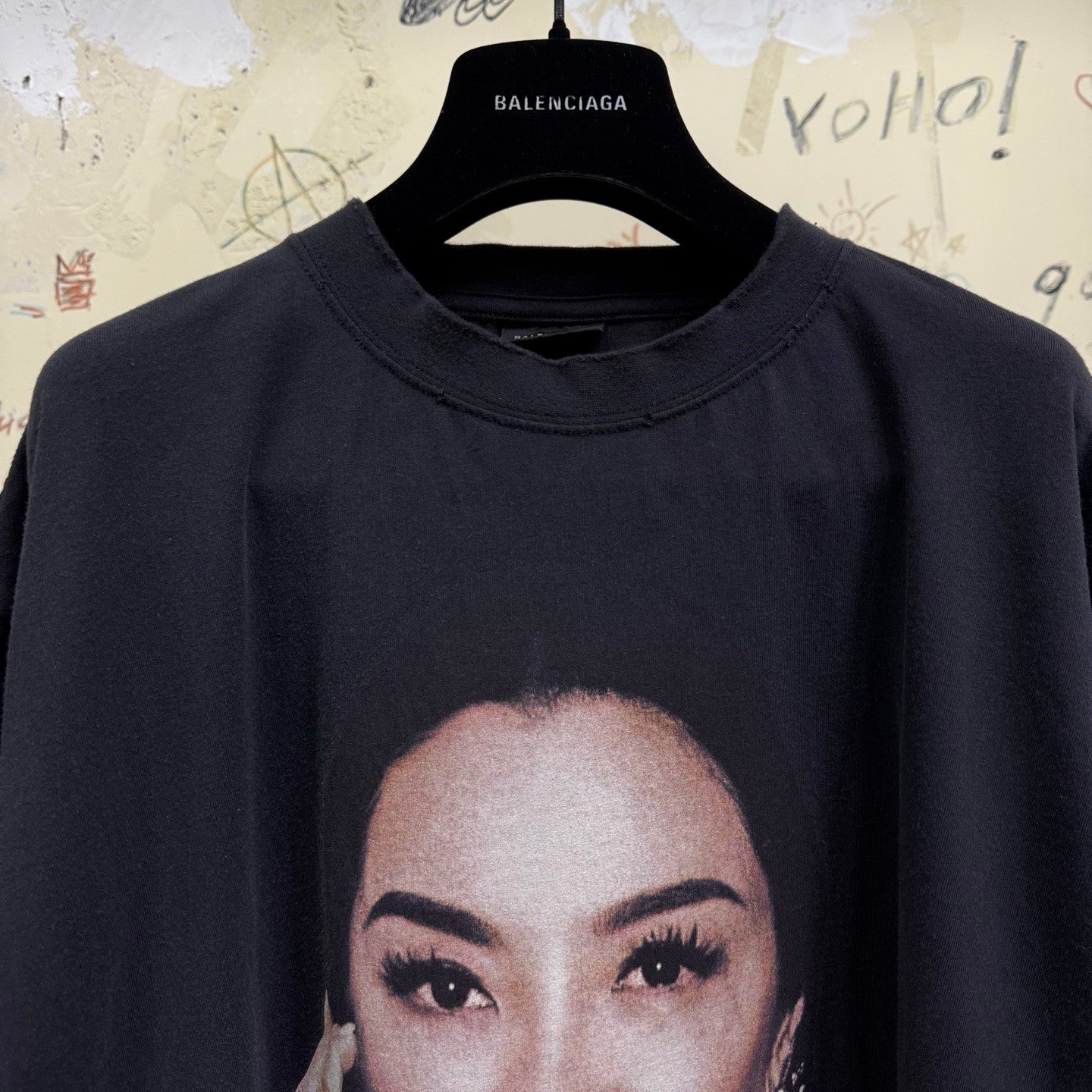Balenciaga Men's and Women's Summer Portrait Printed Solid Colour Round Neck Cotton Short Sleeve T-Shirt #76597