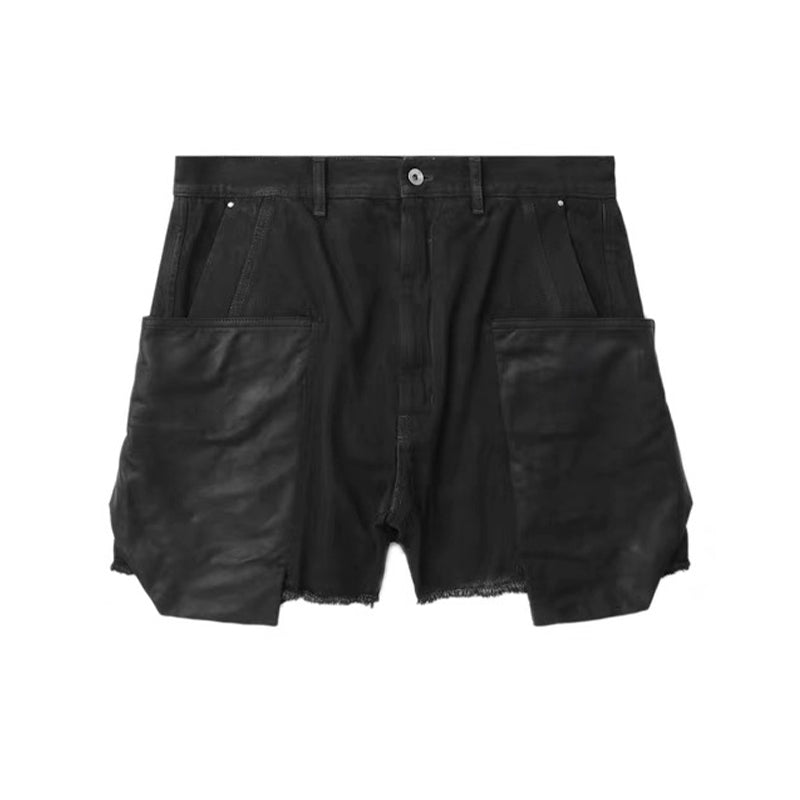 Rick Owens Men's Summer Cotton Cowhide Low Waist Zipper Loose Solid Color Casual Work Shorts Ngvp #9486