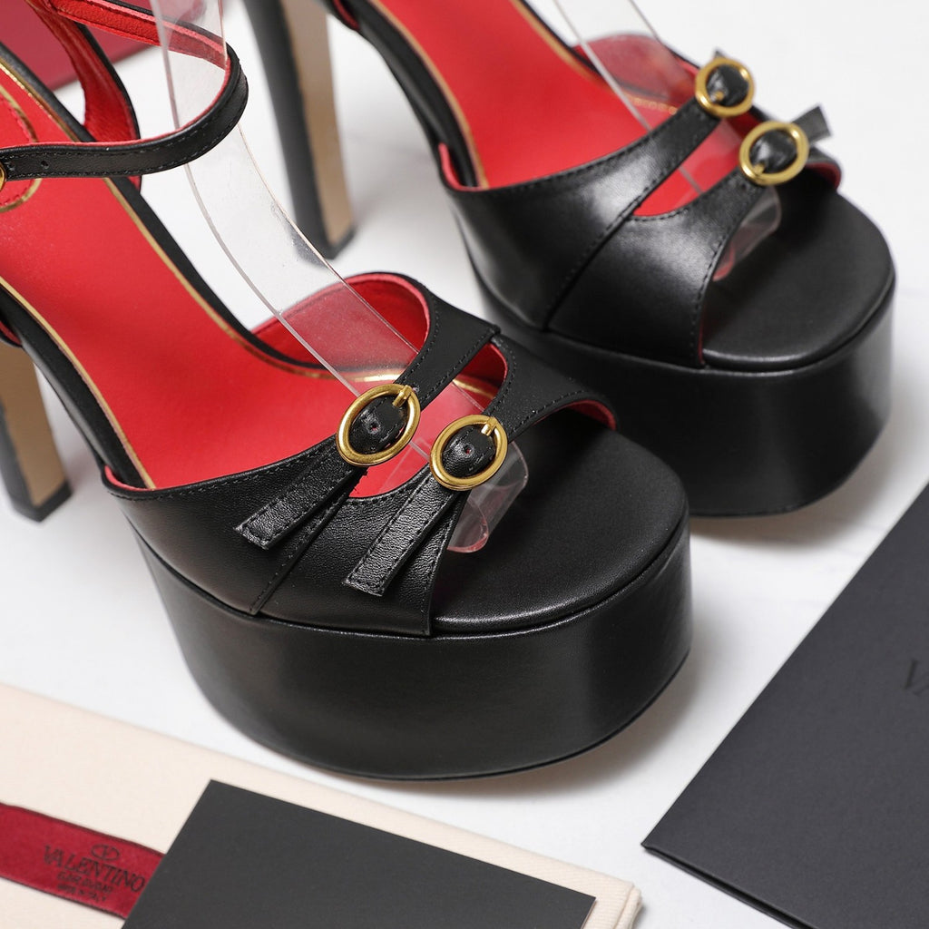 Valentino Round Toe Patent Leather High Heel Sandals 15.5CM #379994