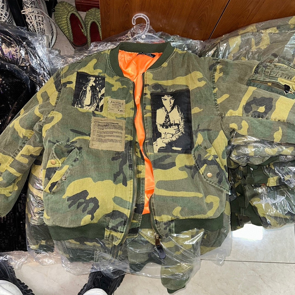 Raf Simons Men's Fall And Winter Bomber Camouflage Patch Ma1 Aviator Jacket Zipper Long Sleeve Cotton Jacket #74728