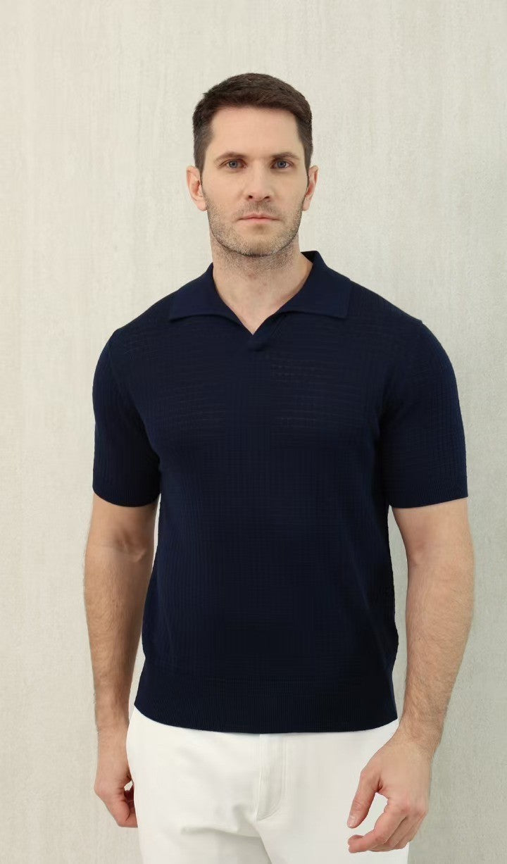 Loro Piana Men's Summer Refreshing Thin Knitted Lapel Short-sleeved Top Multicoloured Fashion Comfortable Temperament T-shirt Ngvp #9956