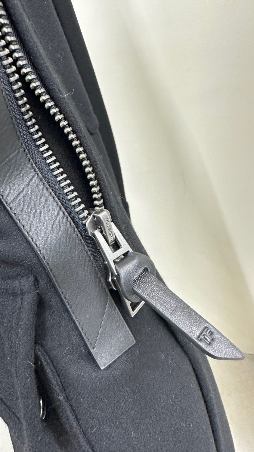 Tom Ford Solid Color Slanted Zipper Long Coat Ngvp #6779