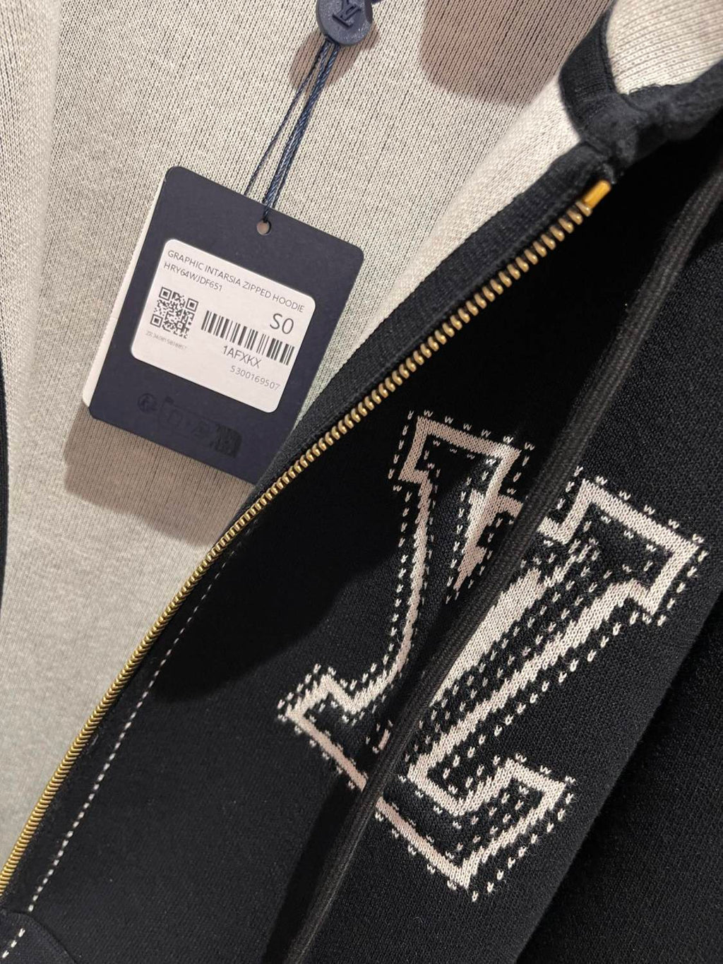 Louis Vuitton Women's Fall/Winter Black Logo Applique Zipper Hooded Long Sleeve Jacket #73154