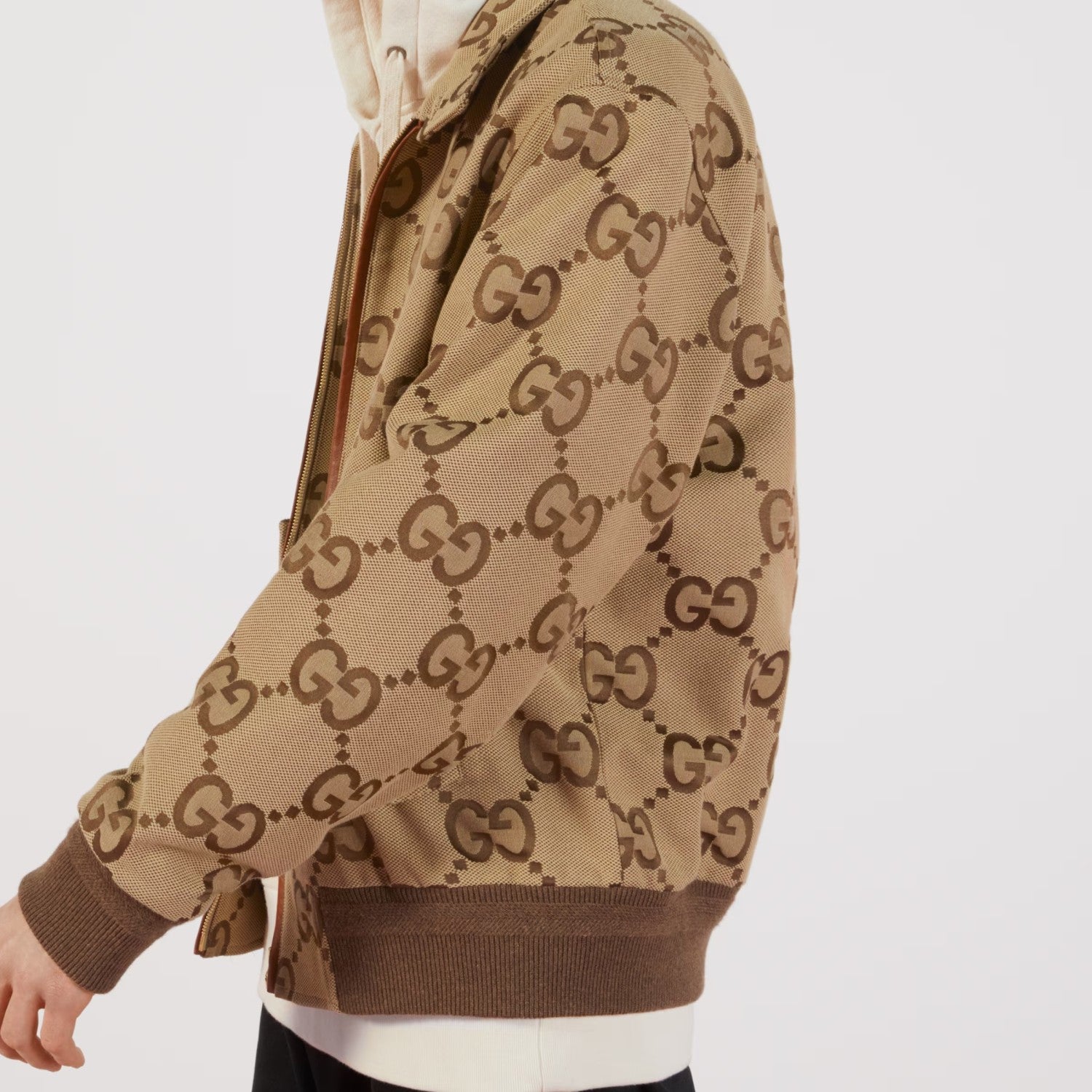 Gucci Men's Spring And Autumn GG Full Print Canvas Long Sleeve Standing Collar Fit Solid Color Jacket #5161