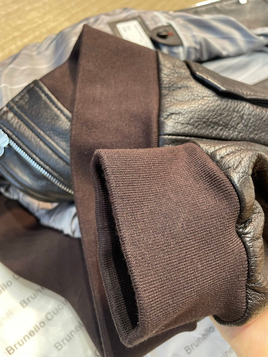 Brunello Cucinelli Men's Spring/Autumn Sheepskin Solid Color Zipper Collar Long Sleeve Grained Leather Aviator Jacket Ngvp #2286