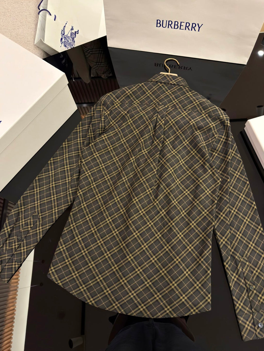 Burberry Men's Spring/Autumn Fashion Casual Loose Checkered Pattern Single Breasted Button Down Collar Long Sleeved Shirt #78318