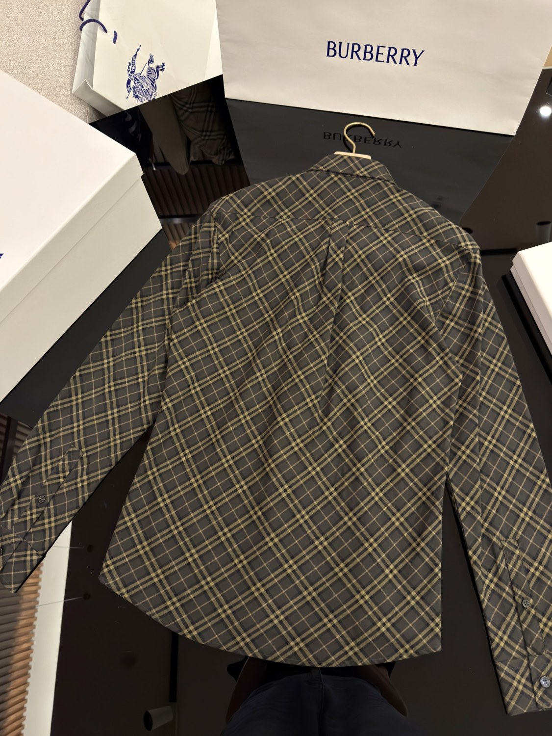 Burberry Men's Spring/Autumn Fashion Casual Loose Checkered Pattern Single Breasted Button Down Collar Long Sleeved Shirt #78318