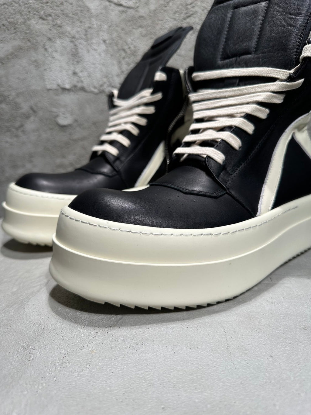 Rick Owens Men's And Women's Fall/winter Fashion Casual Round Toe Lace Up High Top Thick Sole Side Zip Sneakers Shoes #79252