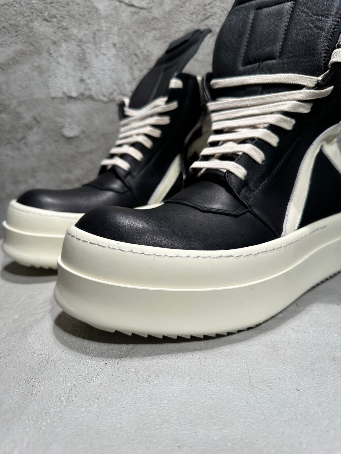 Rick Owens Men's And Women's Fall/winter Fashion Casual Round Toe Lace Up High Top Thick Sole Side Zip Sneakers Shoes #79252