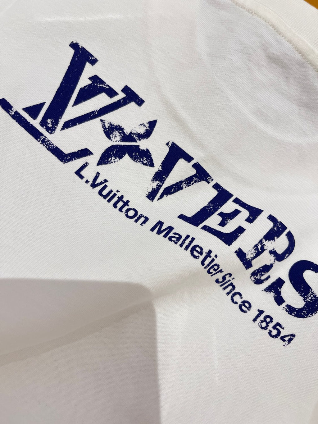 Louis Vuitton Men's Summer Embellished Graphic Cotton Crew Neck Short Sleeve T-Shirt #71829