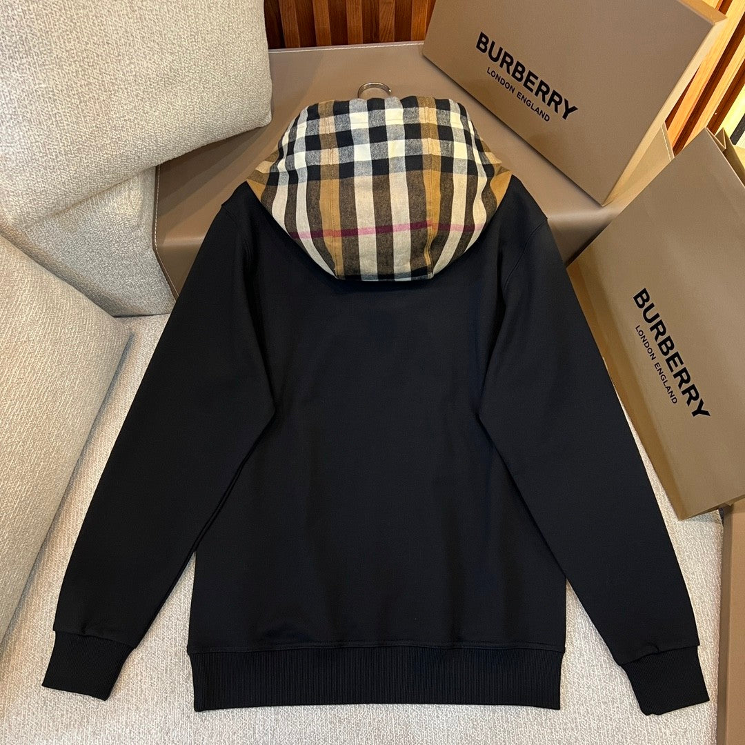 Burberry Men's Spring and Autumn Checkered Printed Hooded Long Sleeve Sweatshirt Pullover #72527