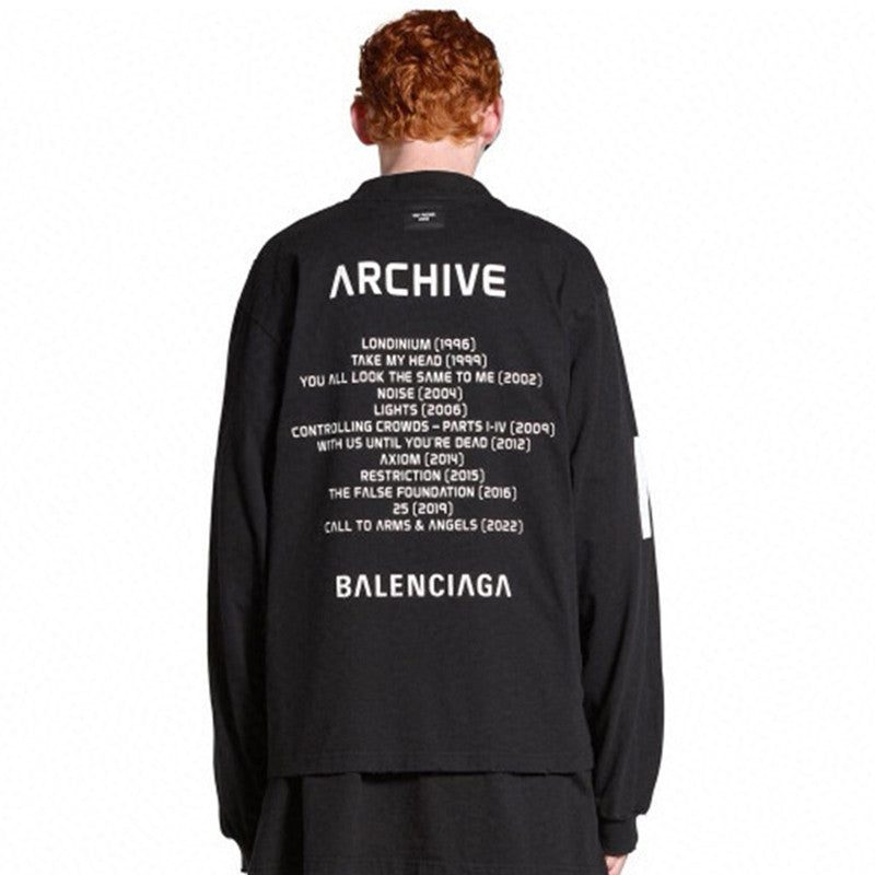 Balenciaga Music丨Archive Series Men's Summer Logo Cotton Round Neck Long Sleeve Sweatshirt Pullover #97374
