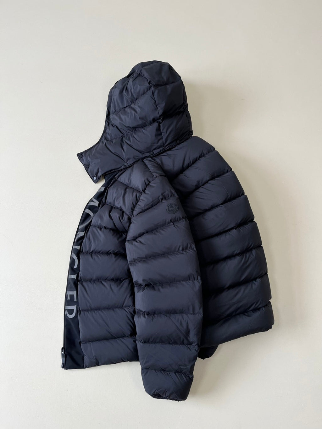 Moncler Men's New Black Warrior 3M Reflective White Goose Down Hooded Reflective Letters Down Jacket #332483