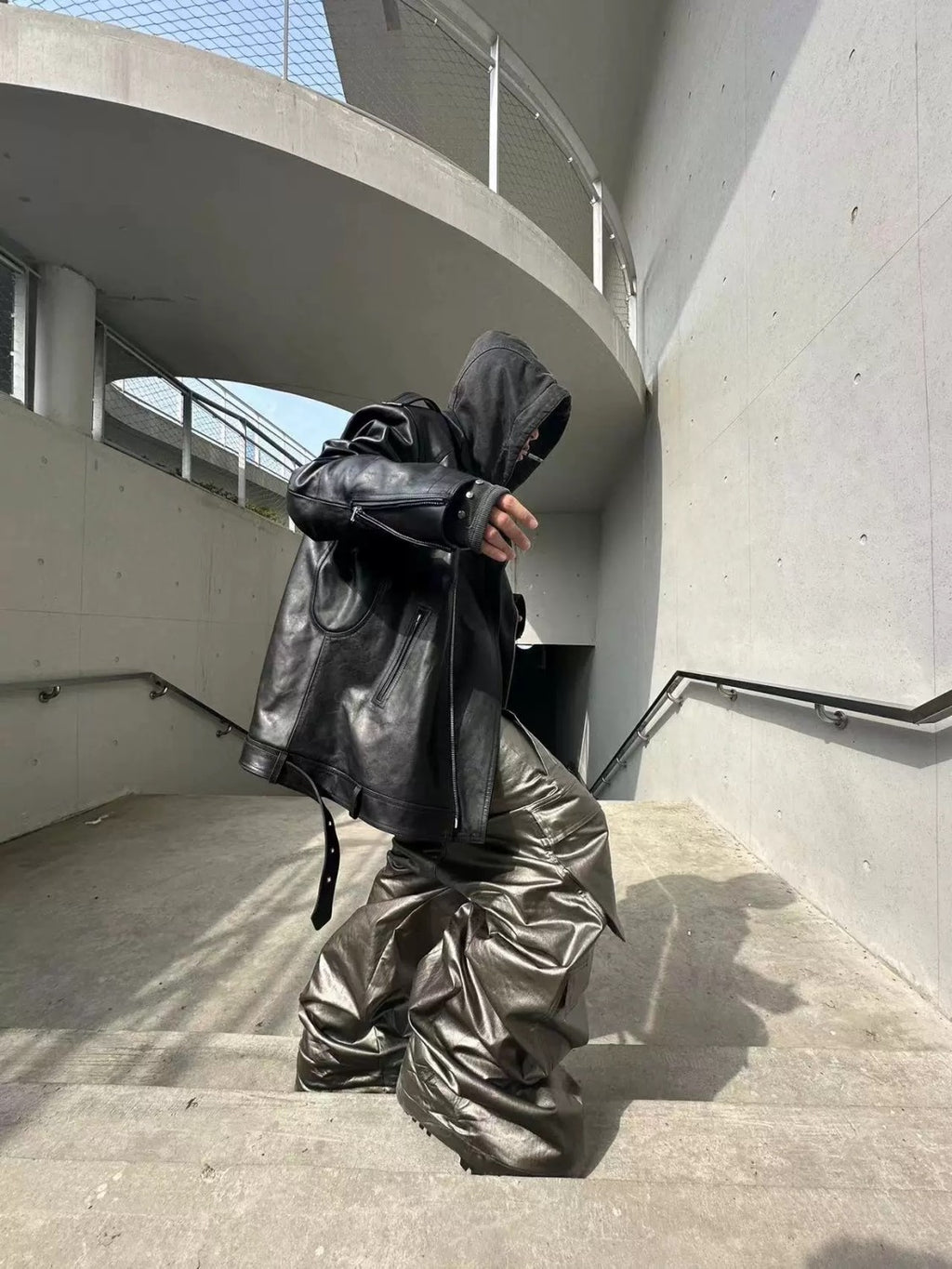 Rick Owens Men's Spliced Side Pockets Solid Color Coated Wide Leg Jeans Spring & Autumn Casual Long Pants Ngvp #1518