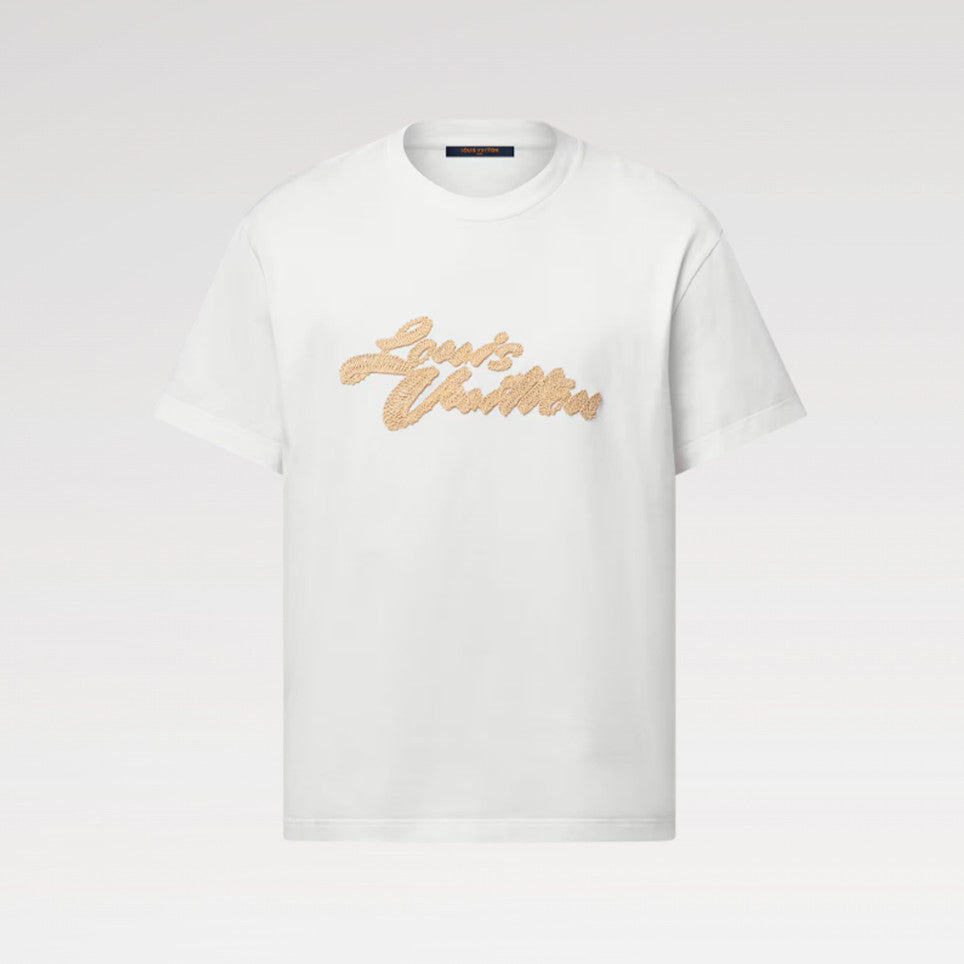 Louis Vuitton Men's Summer Logo Embroidered Solid Color Straight Leg Crew Neck Short Sleeve T-Shirt #81483