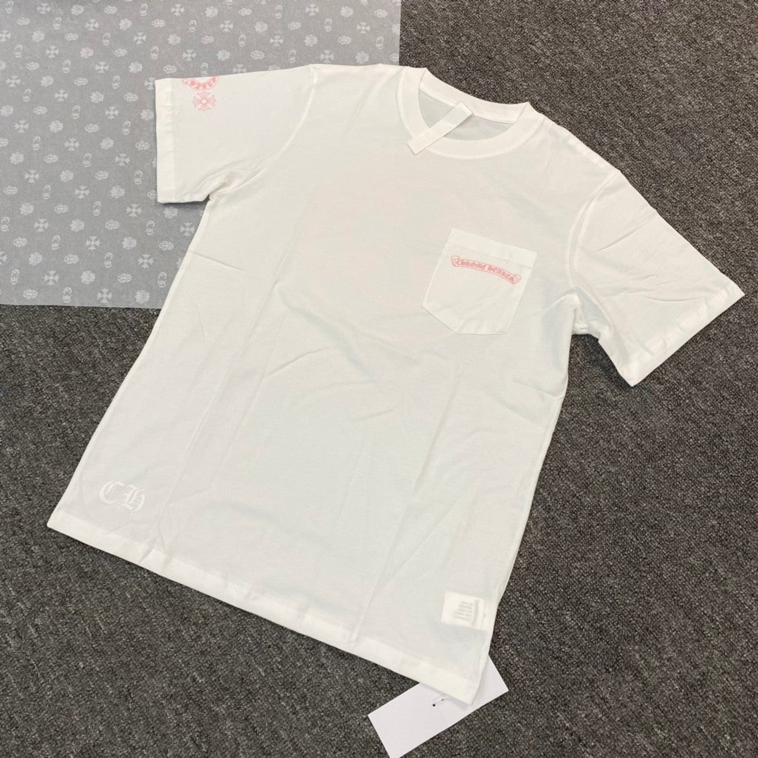 Chrome Hearts Men's and Women's Summer Solid Color Printed Round Neck Cotton Short Sleeve T-Shirt #77935