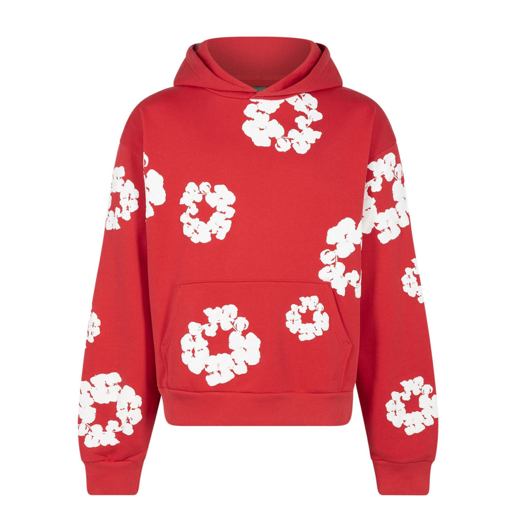 Denim Tears Men's Women's Spring & Autumn Floral Print Pocket Long Sleeve Solid Color Fit Cotton Hooded Sweatshirt Ngvp #8853