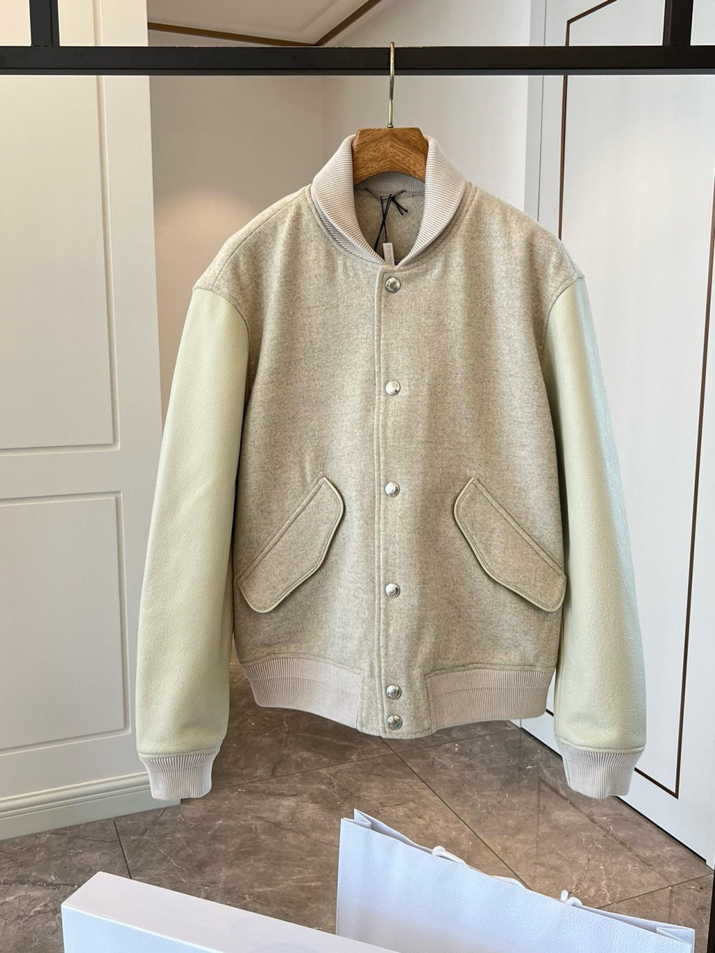 Dior Men's Spring and Autumn Beige Patchwork Logo Pattern Single Breasted Long Sleeve Jacket #73288
