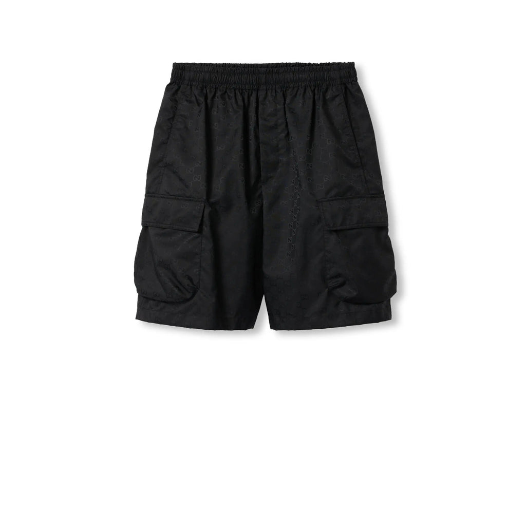 Gucci Men's Lightweight GG Nylon Jacquard Pocket Solid Color Summer Casual Elastic Shorts #76321