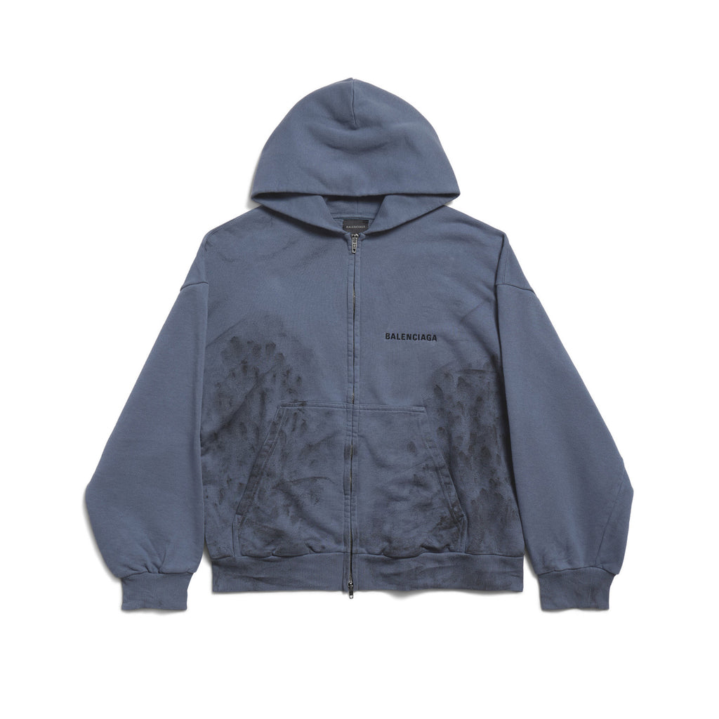 Balenciaga BACK HOODIE Men's Spring/Autumn Fashion Casual Solid Color Embroidered Zipper Gathered Cuffs Waist Hooded Cardigan Jacket Sweatshirt #78283